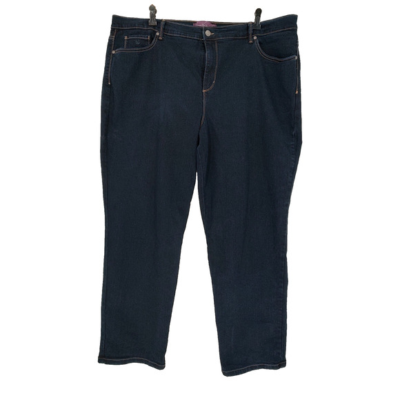 Gloria Vanderbilt Woman's Amanda Jeans Dark Wash Size 22W Stretch Straight Legs - Picture 1 of 12